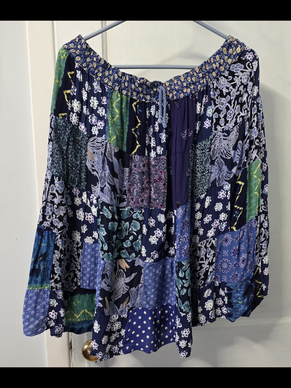 Women’s Navy Patchwork Boho Skirt
